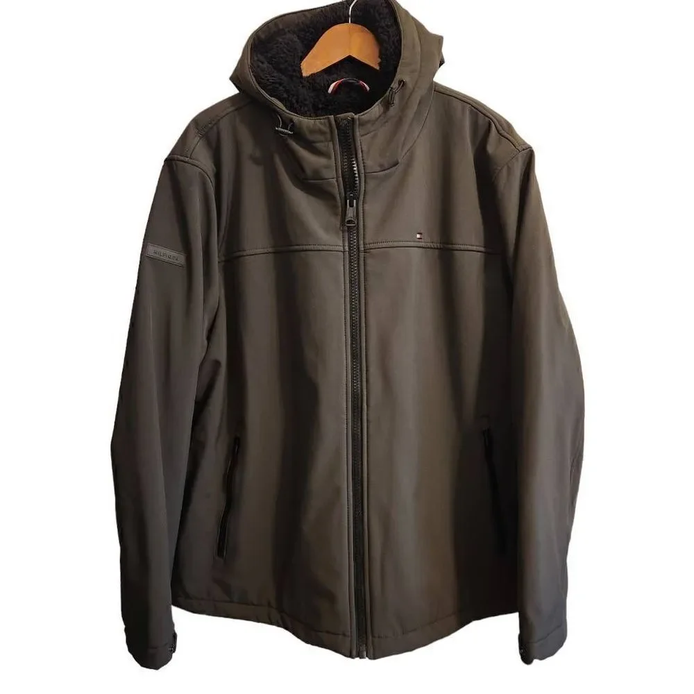 Tommy Hilfiger Jacket‎ XXL Mens Softshell Sherpa Lined Olive Green